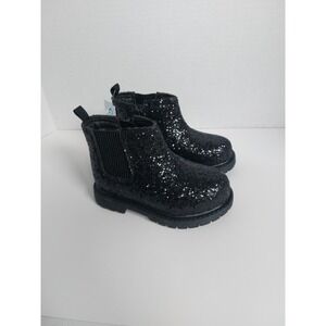 Carter's Bessy Boots Toddler‎ Girls  Black Glitter Chelsea Zip Size 6